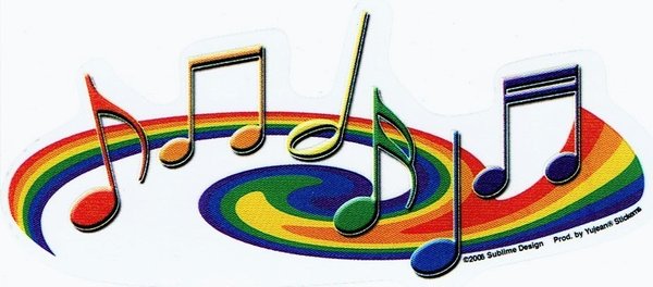 Aufkleber Regenbogen - Musiknoten