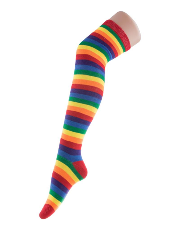 Over the knee rainbow socks