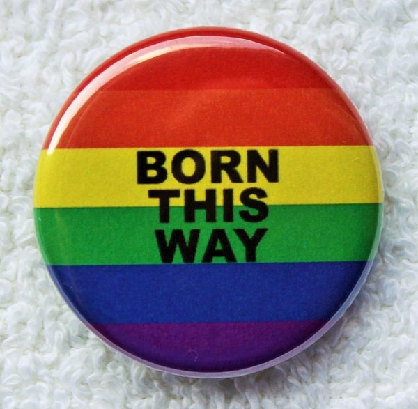 Regenbogen-Button "BORN THIS WAY" M