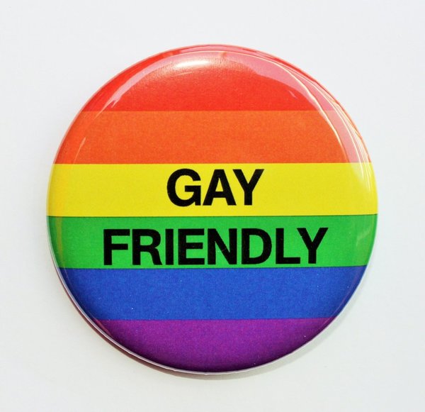 Regenbogen-Button "Gay Friendly" L
