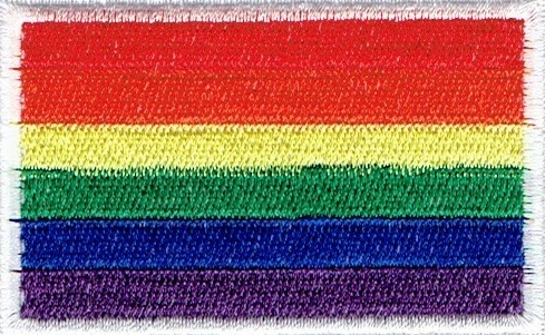 Regenbogen - Aufnäher mit weißem Rand, 5 x 8 cm