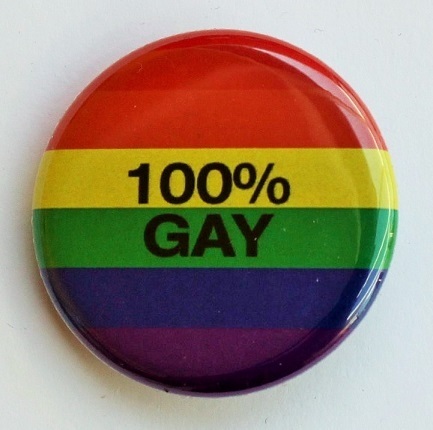 Regenbogen-Button "100% Gay" M