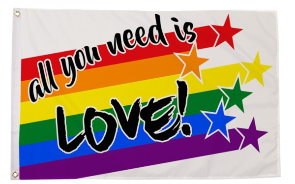 Regenbogen - Fahne ALL YOU NEED IS LOVE  90 x 150 cm