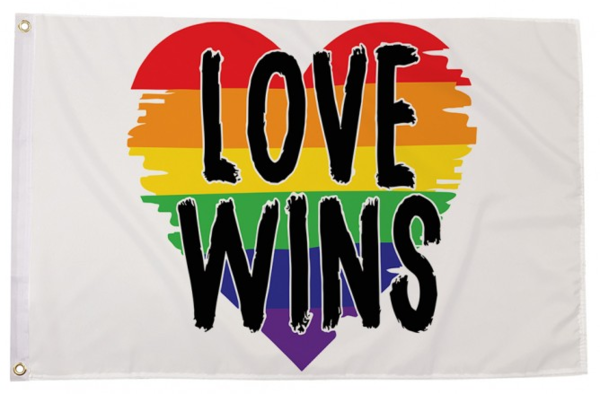 Rainbow Heart Flag LOVE WINS  90 x 150 cm