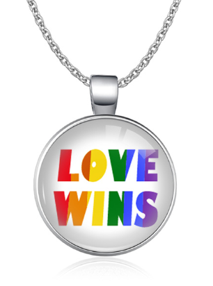Runder Regenbogen -  Anhänger 'LOVE WINS'