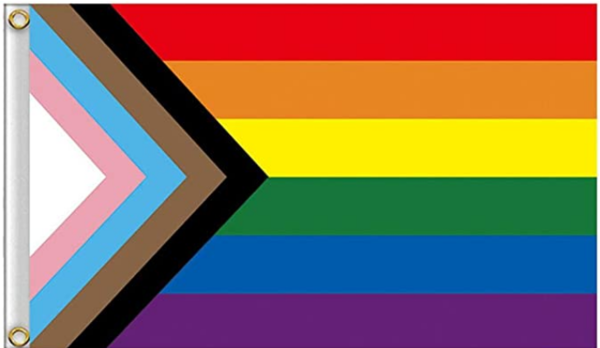 Large Rainbow Progress Pride Flag   90 x 150 cm