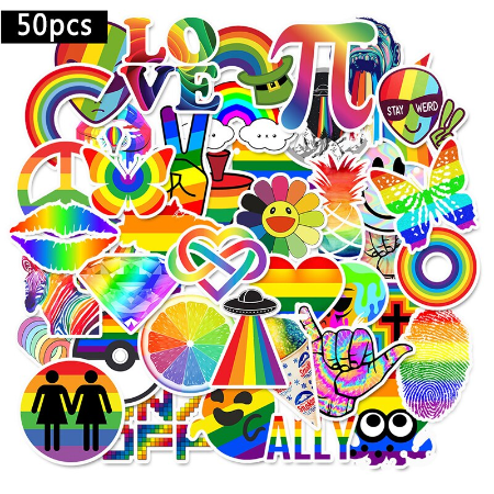 Regenbogen - XXL Konfetti, 50 verschiedene Aufkleber