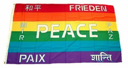 Regenbogen - Fahne PEACE FRIEDEN PAIX...  L   90 x 150 cm