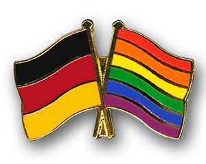 Kleiner Regenbogen-Anstecker mit Deutschland-Flagge