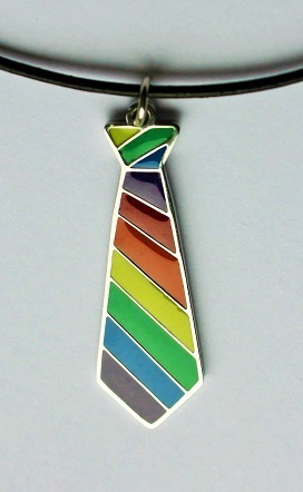 Regenbogen - Krawatte an silberner Kette