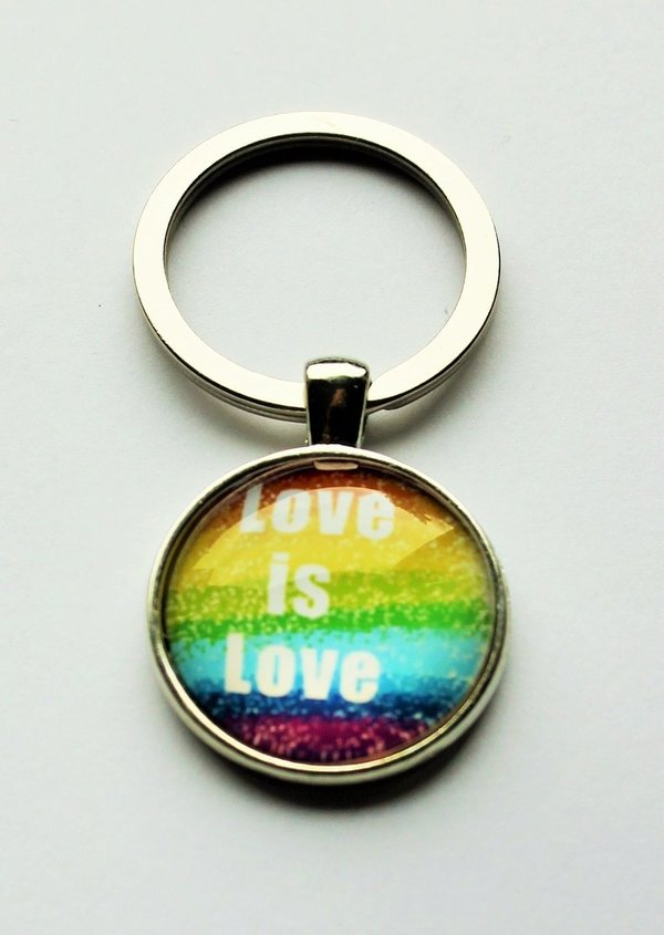 Schlüsselring mit Regenbogen Love is Love Anhänger