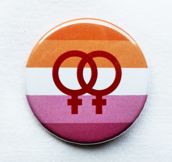 Lesben Doppelfrau Sunset Pride Button L