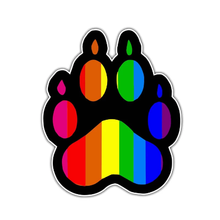 Large Rainbow Paw Sticker  11 x 13 cm