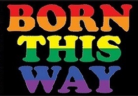 Aufkleber Regenbogen "Born This Way" S  5,2 x 7,4 cm