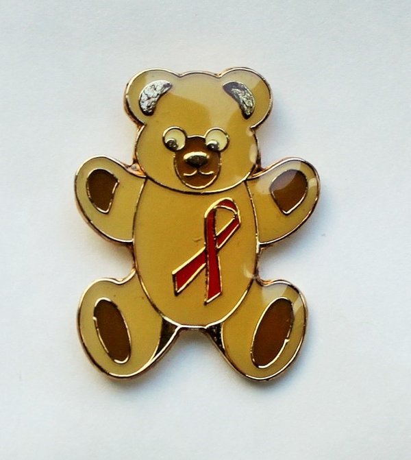 Anstecker Bär mit Aids-Schleife