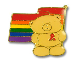 Regenbogen-Anstecker Bär mit Fahne